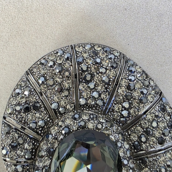 Large Vintage Silver Statement CZ Brooch Pin - Picture 4 of 10